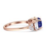 Vintage Style Round Three Stone Ring Cubic Zirconia 925 Sterling Silver