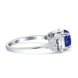 Vintage Style Round Three Stone Ring Cubic Zirconia 925 Sterling Silver
