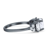 Vintage Style Round Three Stone Ring Cubic Zirconia 925 Sterling Silver