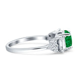 Vintage Style Round Three Stone Ring Cubic Zirconia 925 Sterling Silver