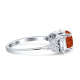 Vintage Style Round Three Stone Ring Cubic Zirconia 925 Sterling Silver