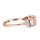 Vintage Style Round Three Stone Ring Cubic Zirconia 925 Sterling Silver