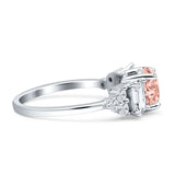Vintage Style Round Three Stone Ring Cubic Zirconia 925 Sterling Silver