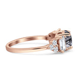 Three Stone Round Natural Rutilated Quartz Vintage Style Ring 925 Sterling Silver