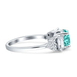 Vintage Style Round Three Stone Ring Cubic Zirconia 925 Sterling Silver