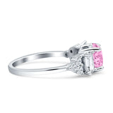 Vintage Style Round Three Stone Ring Cubic Zirconia 925 Sterling Silver