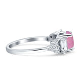Vintage Style Round Three Stone Ring Cubic Zirconia 925 Sterling Silver