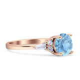 Round Vintage Style Ring Baguette Cubic Zirconia 925 Sterling Silver