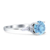 Round Vintage Style Ring Baguette Cubic Zirconia 925 Sterling Silver