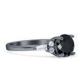 Round Vintage Style Ring Baguette Cubic Zirconia 925 Sterling Silver