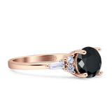 Round Vintage Style Ring Baguette Cubic Zirconia 925 Sterling Silver