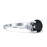 Round Vintage Style Ring Baguette Cubic Zirconia 925 Sterling Silver