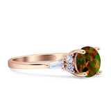 Round Vintage Style Ring Baguette Cubic Zirconia 925 Sterling Silver