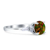Round Vintage Style Ring Baguette Cubic Zirconia 925 Sterling Silver