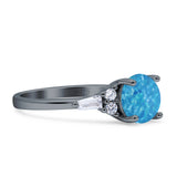 Round Vintage Style Ring Baguette Cubic Zirconia 925 Sterling Silver