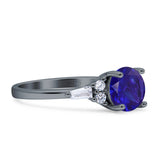Round Vintage Style Ring Baguette Cubic Zirconia 925 Sterling Silver