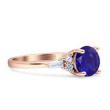 Round Vintage Style Ring Baguette Cubic Zirconia 925 Sterling Silver