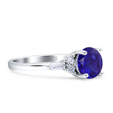 Round Vintage Style Ring Baguette Cubic Zirconia 925 Sterling Silver