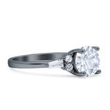 Round Vintage Style Ring Baguette Cubic Zirconia 925 Sterling Silver