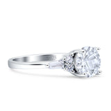Round Vintage Style Ring Baguette Cubic Zirconia 925 Sterling Silver
