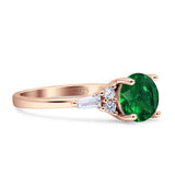 Round Vintage Style Ring Baguette Cubic Zirconia 925 Sterling Silver