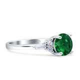 Round Vintage Style Ring Baguette Cubic Zirconia 925 Sterling Silver