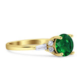 Round Vintage Style Ring Baguette Cubic Zirconia 925 Sterling Silver