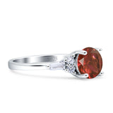 Round Vintage Style Ring Baguette Cubic Zirconia 925 Sterling Silver