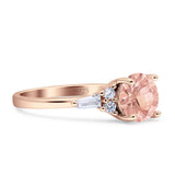 Round Vintage Style Ring Baguette Cubic Zirconia 925 Sterling Silver