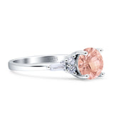 Round Vintage Style Ring Baguette Cubic Zirconia 925 Sterling Silver