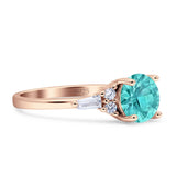 Round Vintage Style Ring Baguette Cubic Zirconia 925 Sterling Silver