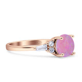 Round Vintage Style Ring Baguette Cubic Zirconia 925 Sterling Silver