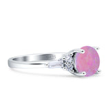 Round Vintage Style Ring Baguette Cubic Zirconia 925 Sterling Silver
