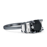 Round Graduating Baguette Cubic Zirconia Ring 925 Sterling Silver