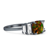 Round Graduating Baguette Cubic Zirconia Ring 925 Sterling Silver