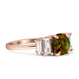 Round Graduating Baguette Cubic Zirconia Ring 925 Sterling Silver