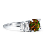 Round Graduating Baguette Cubic Zirconia Ring 925 Sterling Silver