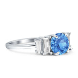 Round Graduating Baguette Cubic Zirconia Ring 925 Sterling Silver