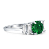 Round Graduating Baguette Cubic Zirconia Ring 925 Sterling Silver