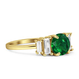 Round Graduating Baguette Cubic Zirconia Ring 925 Sterling Silver