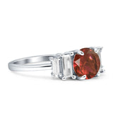 Round Graduating Baguette Cubic Zirconia Ring 925 Sterling Silver