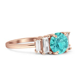 Round Graduating Baguette Cubic Zirconia Ring 925 Sterling Silver