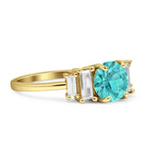Round Graduating Baguette Cubic Zirconia Ring 925 Sterling Silver