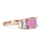 Round Graduating Baguette Cubic Zirconia Ring 925 Sterling Silver