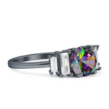 Round Graduating Baguette Cubic Zirconia Ring 925 Sterling Silver