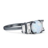 Round Graduating Baguette Cubic Zirconia Ring 925 Sterling Silver