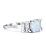 Round Graduating Baguette Cubic Zirconia Ring 925 Sterling Silver