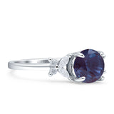 Art Deco Round Butterfly Ring Lab Alexandrite 925 Sterling Silver