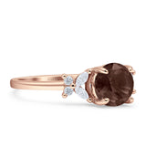 Art Deco Round Butterfly Ring Natural Chocolate Smoky Quartz 925 Sterling Silver
