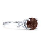 Art Deco Round Butterfly Ring Natural Chocolate Smoky Quartz 925 Sterling Silver